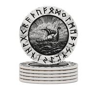 Posavasos para bebidas, 1-6 juegos de buque de guerra vikingo escandinavo, tormenta norte, platillo lavable para café, cerveza, vino, decoración de inauguración de la casa, regalo de boda, 4 pulgadas