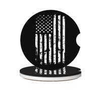 Posavasos para Coche 6.5Cm, Bandera Estadounidense Negra Vintage Antideslizante Posavasos para Taza De Coche Universal Portavasos para Automóvil para Mujere Decoración,2 Piezas