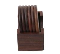 Posavasos para Mesa de Comedor, Coster, Paquete de 6 Posavasos de Madera de Nogal con Soporte, tapetes de café Redondos Antideslizantes de 3, 5 Pulgadas de Estilo Simple con Textura de Madera Natural