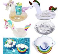 Posavasos Piscina, Saijer Portavasos Inflable Soporte Inflable para Bebidas Flotador Bebidas Piscina Posavasos Flotadores Set Unicornio Hinchables Mini Flotadores para Bebida Fiesta de Playa 5 Piezas