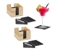 Posavasos pizarra, Set 16 bandejas pizarra, Platos sushi, Salvamanteles grises