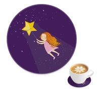 Posavasos redondos antideslizantes con forma de corazón de globo y estrella para niña, paquete de 2 unidades, posavasos de té de estrella morada y rosa para escritorio, decoración de mesa de cerveza