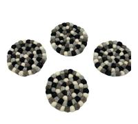 Posavasos redondos de fieltro de 10 cm, color gris multicolor (juego de 4)