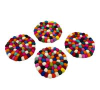 Posavasos redondos de fieltro de 10 cm, multicolor (juego de 4)