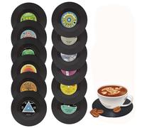 Posavasos Retro de Vinilo LP y CD, Posavasos de Bebidas Estilo Disco para Tazas de Café y Copas de Vino