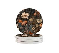 Posavasos retro florales con diseño de flores botánicas, absorbentes de diatomita, de secado rápido, para bebidas, tazas redondas, almohadilla para mesa, bar, decoración del hogar
