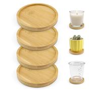 Posavasos, SPRHR 4 Piezas Posavasos Madera, 8 cm Redondo Posavasos de Madera para Velas, Adecuado para Bebidas Frías y Calientes, Copas de Vino, Macetas Pequeñas