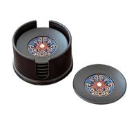 Posavasos té Kung Fu, Juego de 6 Posavasos Redondos, Accesorios la Ceremonia del té, protección contra el Calor, for Colocar Tazas de té en casa, la Oficina o el salón té(Red)