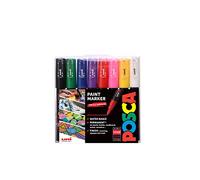Posca 153544382 - Pack de 8 rotuladores de pintura al agua, multicolor | 8 colores surtidos, punta de 0,7-1 mm, apto para todas las superficies, a base de agua, embalaje biodegradable