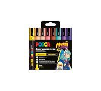 POSCA 182559 - Set de rotuladores POSCA Manga Hero, 8 rotuladores acrílicos, rotuladores permanentes con punta redonda PC-5M