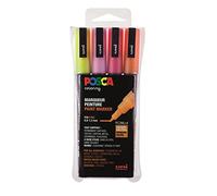 POSCA Rotulador 186505 punta redonda fina con purpurina juego de 4 colores cálidos