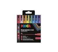 Uni-Ball 186539 - POSCA Marker Set, 8 rotuladores acrílicos brillo PC-3M, rotulador permanente 0,9-1,3 mm punta redonda
