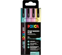 Posca Set de 4 rotuladores PC-3M – acrílicos permanentes, punta redonda 0,9-1,3 mm – pastel