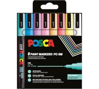 POSCA 186552 - Set de rotuladores POSCA, 8 rotuladores acrílicos PC-3M, rotuladores permanentes con punta redonda de 0,9-1,3 mm