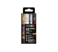 Uni-Ball 186744 - POSCA Marker Set, 4 rotuladores acrílicos PC-1MC, rotulador permanente 0,7-1 mm punta redonda