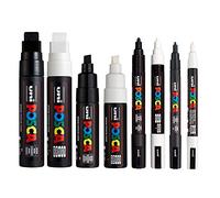 Posca Negro Blanco - Mediano a Ancha Conjunto de 8 Bolígrafos (PC-17K, PC-8K, PC-5M, PC-3M)