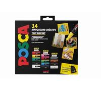 Posca Estuche 14 rotuladores PC-5M – Punta media, colores opacos, permanente a base de agua