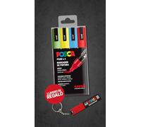 Posca estuche marcadores PC-5M estuche escolar 4 Uds + llavero