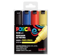 Posca estuche marcadores PC-7M Colores básicos 4 Uds