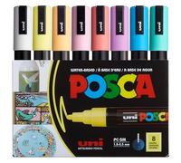 posca Juego de 8 marcadores de pintura medianos de 5 m, tonos suaves, blanco, amarillo sol, albaricoque, rosa claro, rosa coral, lavanda, azul claro, verde aguamarina