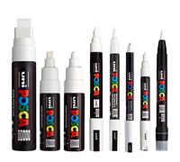 Posca - Juego de rotuladores en blanco, 8 unidades (PC-17K, PC-8K, PC-7M, PC-5M, PC-3M, PC-1M, PC-1MR, PCF-350)