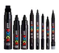 Posca Juego de rotuladores en negro, 8 unidades (PC-17K, PC-8K, PC-7M, PC-5M, PC-3M, PC-1M, PC-1MR, PCF-350)