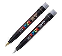 POSCA Lote de 2 rotuladores PCF-350 oro - plata | punta pincel