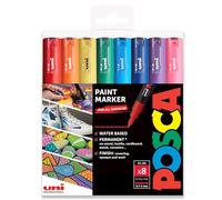 Posca - Marcadores de pintura artística PC-1M - Juego de 8 - en estuche de plástico (tonos arcoíris)