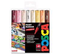 Posca - Marcadores de pintura artística PC-1M - Juego de 8 - en estuche de plástico (tonos neutros cálidos)