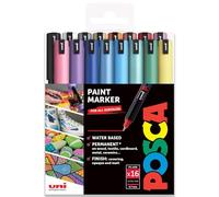 Posca Marcadores de pintura PC-1MR Art en embalaje de cartera de plástico, punta de 0,7 mm, juego de 16