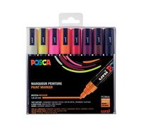 POSCA Mitsubishi Pencil PC5M - 8 rotuladores - Punta cónica - Colores cálidos - Punta media - pintura a base de agua - para cualquier soporte - Para papel, textil, vidrio, guijarro, madera