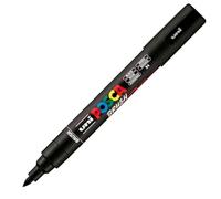 POSCA Mitsubishi Pencil - Rotulador PC5BR - Punta de cepillo mediano, semiflexible, pintura a base de agua, todo soporte, color negro