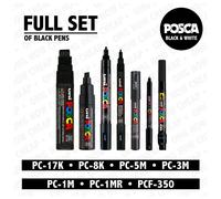 Posca Negro Conjunto De 7 Bolígrafos (PC-17K, PC-8K, PC-5M, PC-3M, PC-1M, PC-1MR