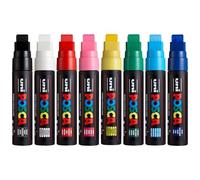 Posca PC-17K - Rotuladores permanentes a base de agua, punta biselada de 15 mm, juego de 8 colores