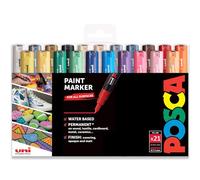 POSCA PC-1M - Juego de rotuladores permanentes a base de agua, 21 colores, cilíndrico, extrafino, multicolor, plástico, respetuoso con el medio ambiente, multicara, juego de rotuladores