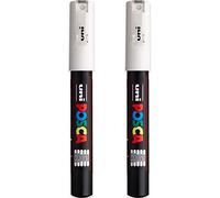 Posca PC-1M - Rotuladores de pintura para arte, punta de 0,7 mm, tinta blanca, paquete de 2
