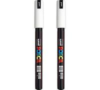 Posca PC-1MR - Rotuladores de pintura, punta de 0,7 mm, tinta blanca, paquete de 2