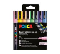 Uni Mitsubishi Pencil Rotuladores POSCA PC3M – Punta cónica fina a base de agua – 8 colores pastel