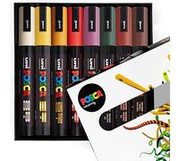 Posca PC-5M - Rotuladores de pintura artística - 1,8-2,5 mm - Juego de 8 tonos otoñales en caja de regalo