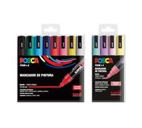 POSCA PC-5M - Set de 12 Rotuladores Punta Media - 8 Colores Básicos + 4 Colores Pastel - Tinta Acrílica Permanente para Papel, Madera, Vidrio, Tela, Piedra y Más