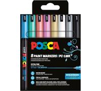 POSCA - Rotulador acrílico PC-1MR, juego de 8, punta redonda 0,7 mm | 8 rotuladores en colores metalizados, tinta pigmentada al agua, alto poder de cobertura, punta intercambiable