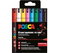 POSCA - Rotulador acrílico PC-1MR, juego de 8, punta redonda 0,7 mm | 8 rotuladores, tinta pigmentada al agua, alto poder de cobertura, aptos para casi todas las superficies