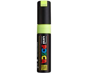 POSCA - Rotulador acrílico PC-8K punta en cuña, amarillo neón | Rotulador con punta en cuña de 8 mm para casi todas las superficies