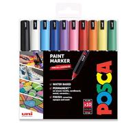Posca Rotulador permanente a base de agua, multiuso en superficies, PC-1MR, 0.7 mm, ultrafino, juego de 10