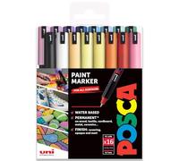 Posca Rotulador permanente a base de agua, multiuso en superficies, PC-1MR, ultrafino de 0.7 mm, juego de iniciación de 16 pulgadas, cartera de regalo