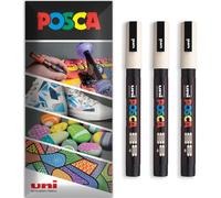 Posca - Rotulador permanente a base de agua, multiuso en superficies, PC-3M, paquete de 3 bolígrafos en cartera (beige)
