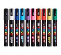 Posca Rotulador permanente a base de agua, multiuso en superficies, PC-5M, 1.8-2.5 mm, extrafino, paquete de 10