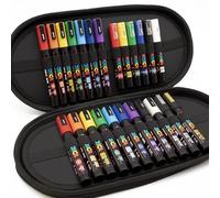 Posca Rotulador permanente a base de agua - PC-1M / PC-3M / PC-5M - Multiuso - Caja de regalo de exhibición de 24 bolígrafos (Essential Set)