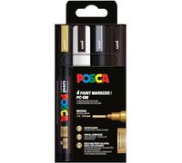 Posca Set 182544 de 4 rotuladores acrílicos PC-5M, permanentes, punta redonda 1,8-2,5 mm