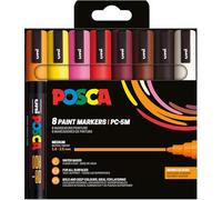 Posca Set de rotuladores PC-5M - 8 rotuladores acrílicos permanentes, punta redonda 1,8-2,5 mm